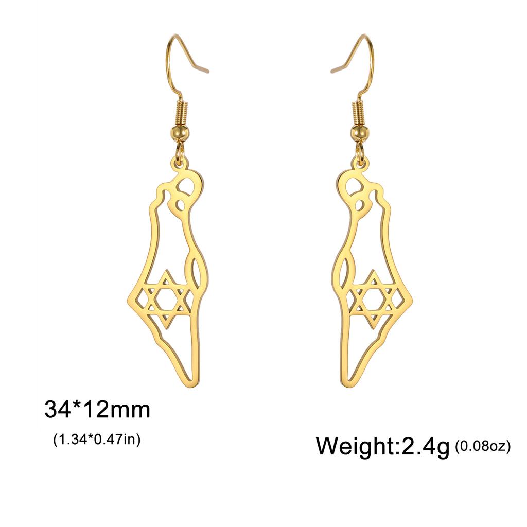 Cazador Star of David Israel Map Drop Earrings Stainless Steel Je Judaism Jewelry Hexagram Earrings Vintage Gift 2026 New