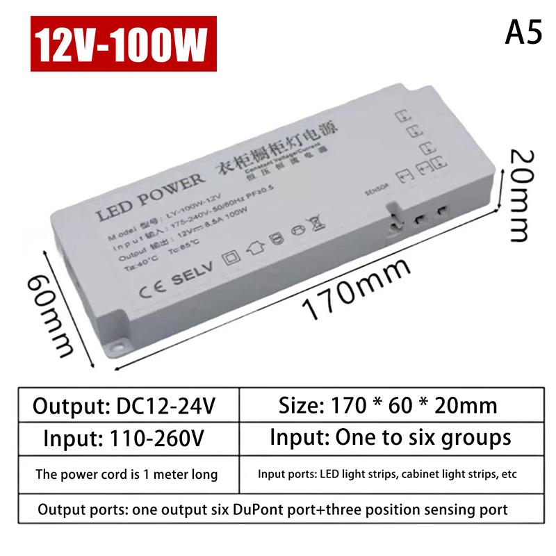 Led Cabinet Light Power Supply 24/36/48/60/100/150W Transformer 12V 24V Constant Voltage Source Adapter For Led Strip