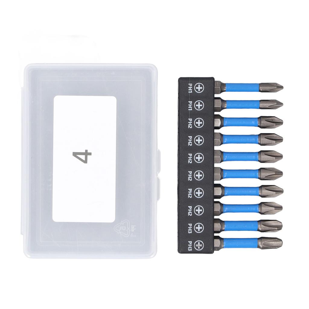 10Pcs Screwdriver Bit Set Magnetic PH Electric Drill Bits PH1 PH2 PH3 2in 50mm S2 Steel with 14in