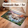 Dinosaur Theme Soft Crystal Velvet Rug Custom Name & Text Print Non Slip Floor Rug for Bedroom Living Room