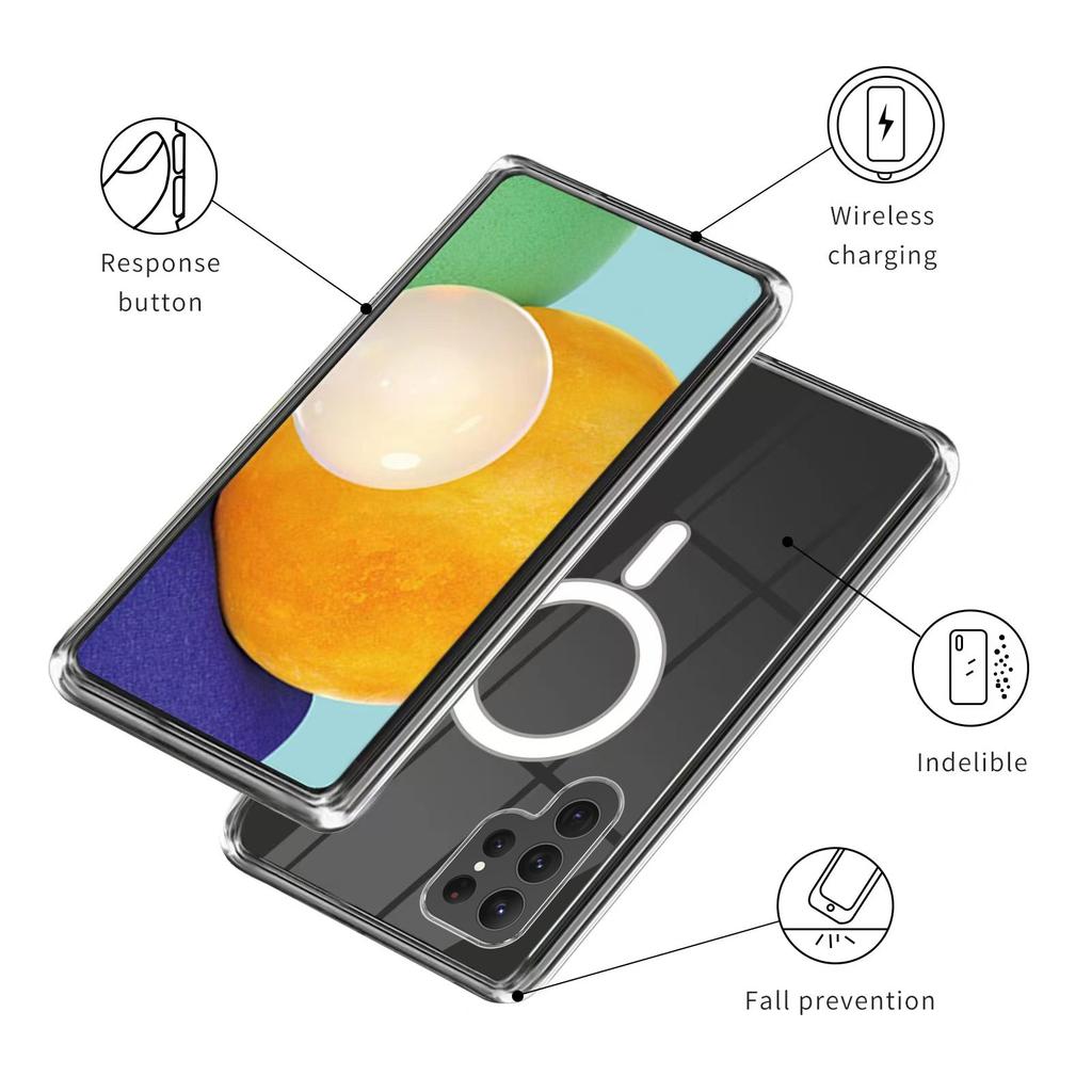 For Samsung Galaxy S23 Ultra Acrylic TPU Smartphone Case Compatible with MagSafe Anti-Drop Phone Cover
