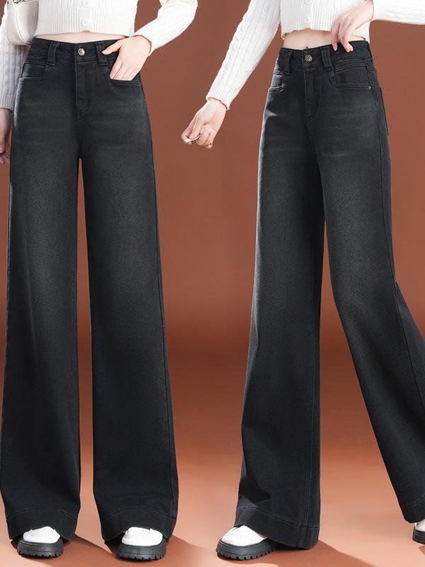 Autumn/Winter 2025 Stylish Women's Versatile High-Waisted Slimming Jeans with Adjustable Leg Fit