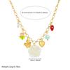 316L Stainless Steel Elegant White Flower Strawberry Shell Pendant Necklace Women Fresh Romantic Neck Chain Jewelry