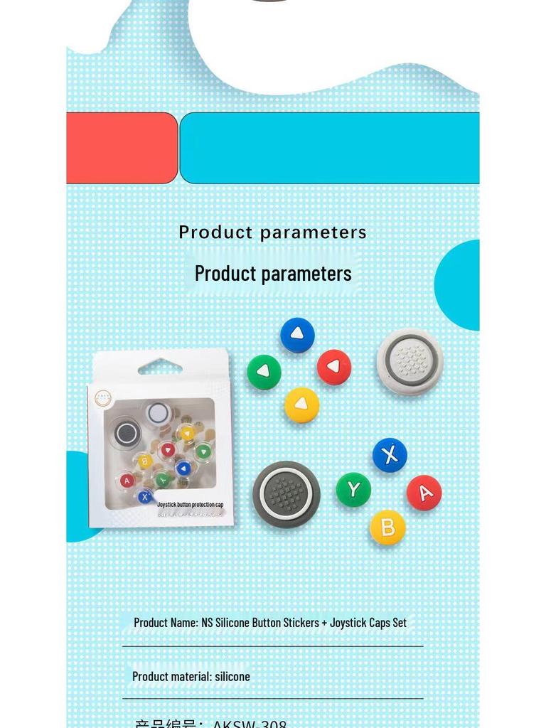 Switch Silicone Keycap - Directional Joystick Cap and Colored Button Sticker for Joy-Con