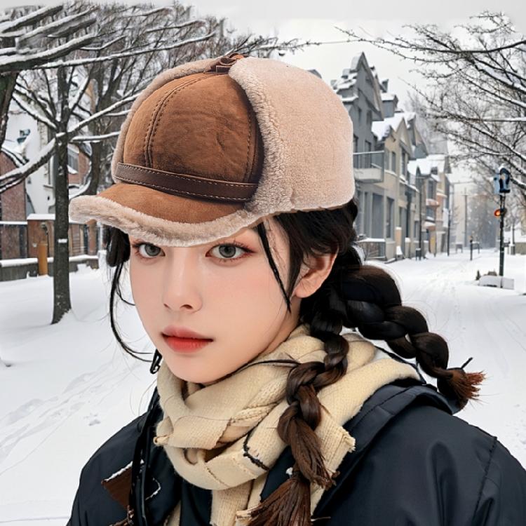 Men Women Sheepskin Wool Hat Cold Weather Hiking Hat Warm Cycling Skiing Hat