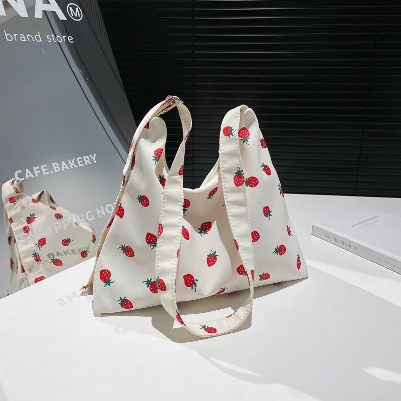 Literary polka dot crossbody women's bag small fresh floral girl shoulder bag underarm portable fashion large capacity tote bag