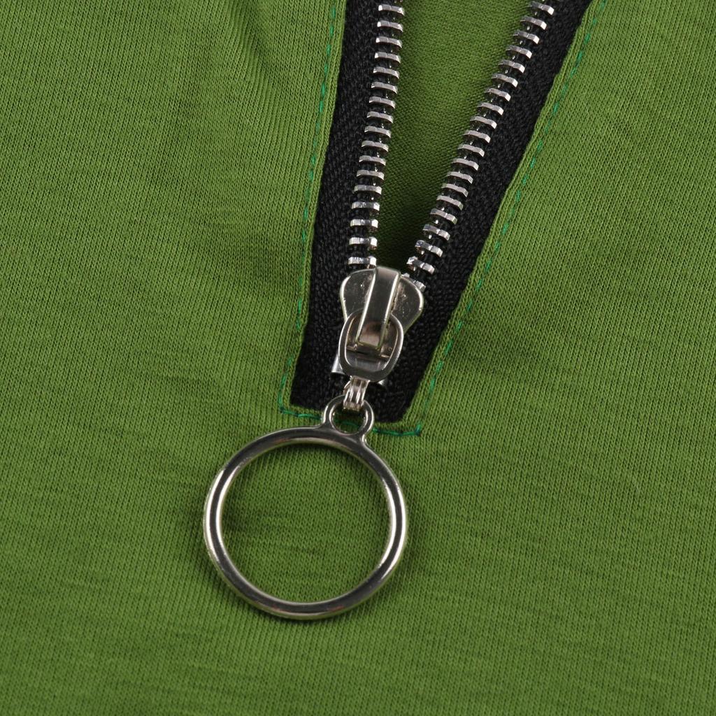 Women's Casual Fashion Zipper V-neck Solid Color Short Sleeve Top