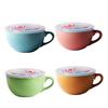 Ceramic Breakfast Bowl 700ml Microwave & Oven-Safe Soup Mug with Lid & Spoon Large Capacity Soup Bowl for Oatmeal Noodles
