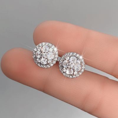 Einfache Vielseitige Damen Zirkonia Ohrstecker Silberfarbe Hohe Qualität Ohrschmuck Alltagskleidung Hochzeitsschmuck