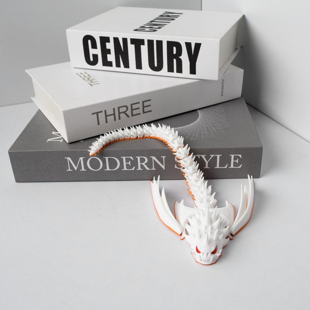 Simulation Thorny Flying Dragon Toy Statue Creative Desktop Ornaments Joints Movable Cool White Dragon Toy Model Children Gifts