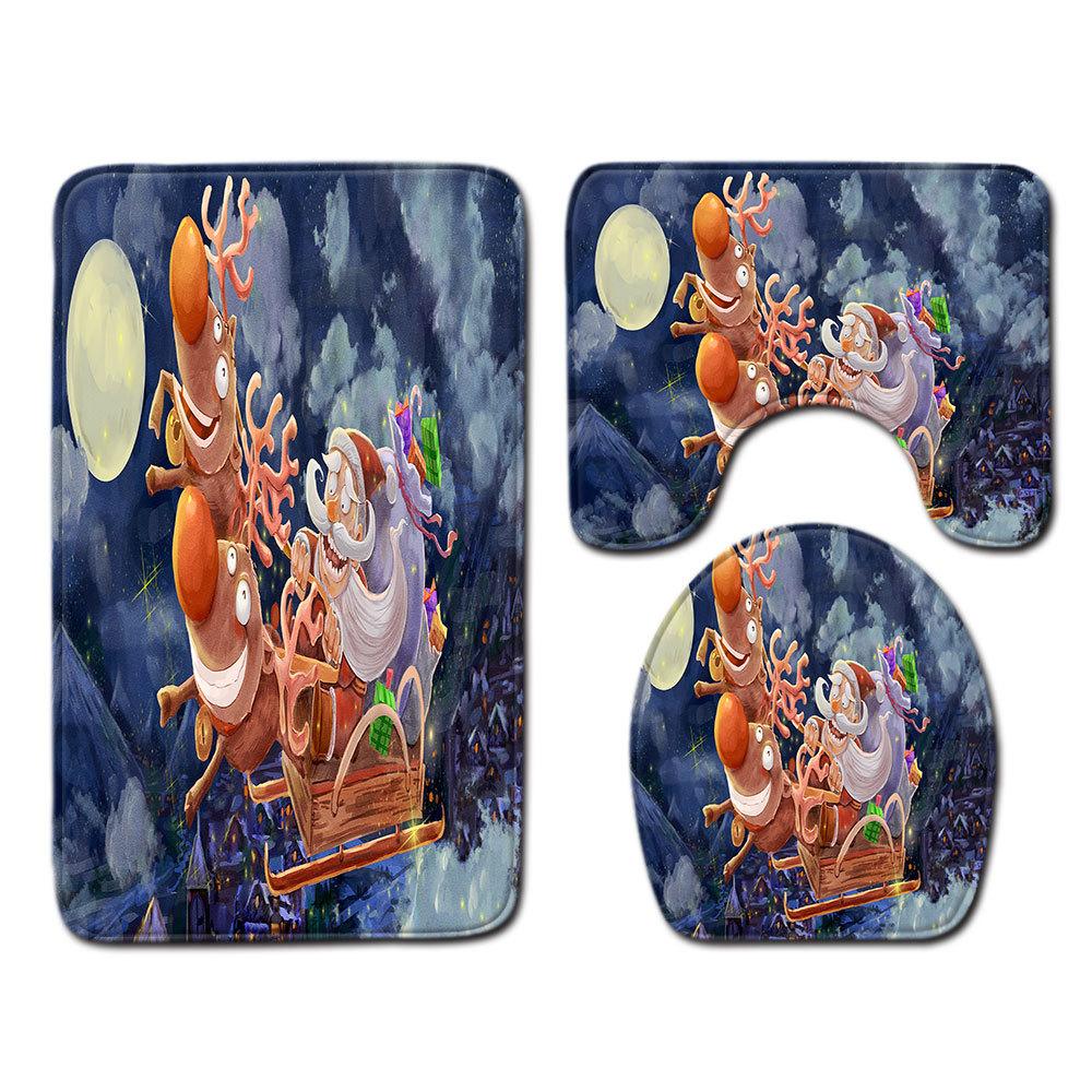 Christmas Bathroom Floor Mat Toilet Three-Piece Set