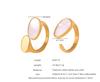 European & American Luxury Titanium Gold-Plated White Mother-of-Pearl Open Ring for Women
