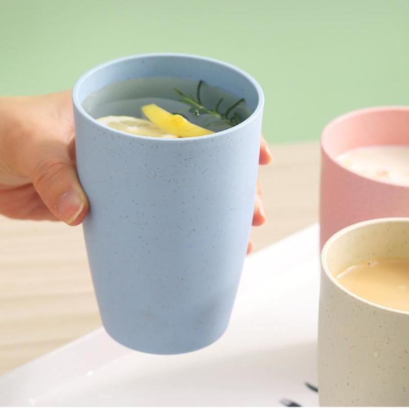 12Pcs Wheat Straw Cup Plastic Mouthwash Water Cup Brushing Cup Potable Drinking Travel Cup For Kids Adults