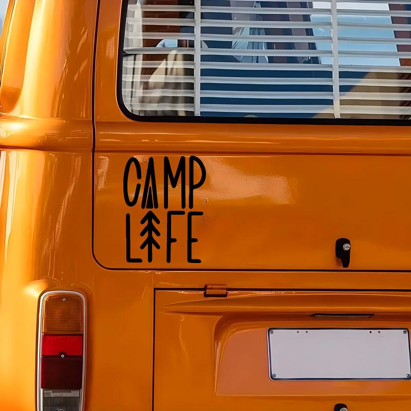 Camp Life Sticker For Travel Camping Enthusiasts Car RV Decorative Stickers, Waterproof  Car Stickers
