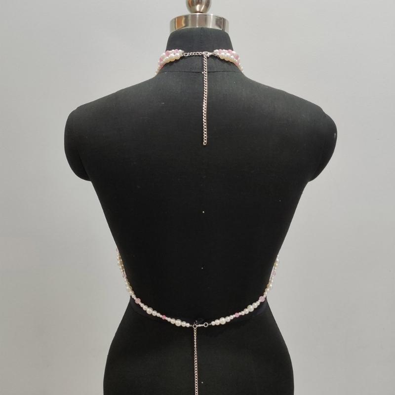 Adjustable Pearls Body Jewelry Body Chain Decoration for Trendy Women Strapless Dresses and Casual Stylish Outfits
