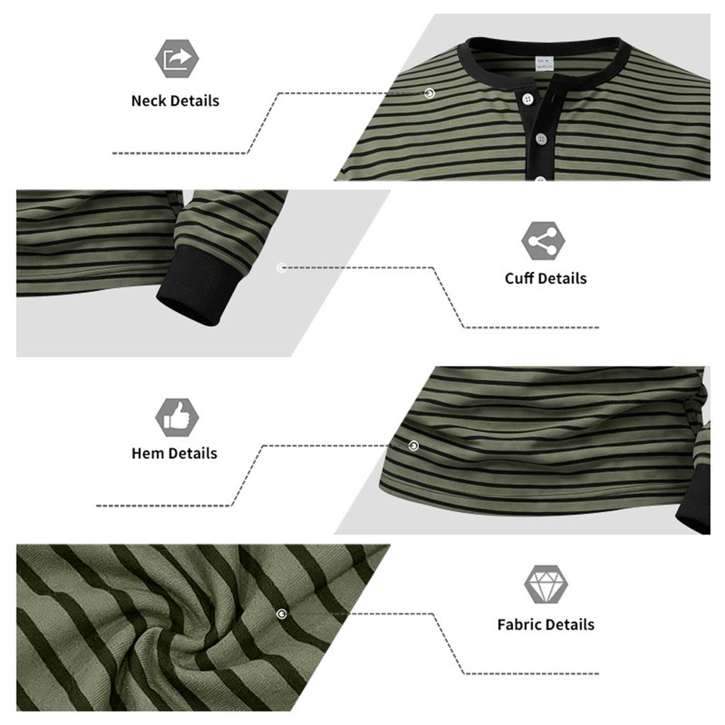 Chemise rayée à manches longues et demi-boutonnage pour homme