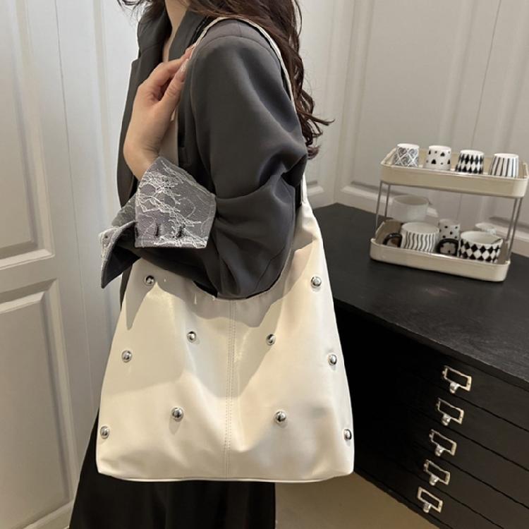 Leather Hoboes Bags for Women Soft Shoulder Purse Slouchy Toted Handbags Crescents Shoulder Bags Punk Underarm Purses
