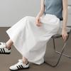 Demana 100% Cotton Summer Elegant Shirred Waist A-line Midi Skirt