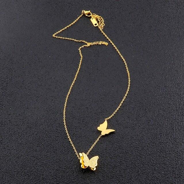 

Ожерелье из розового золота с бабочкой, подвеска в виде бабочки для лучших друзей, подвески в форме ангела на шею, женские ювелирные изделия из нержавеющей стали золотой
