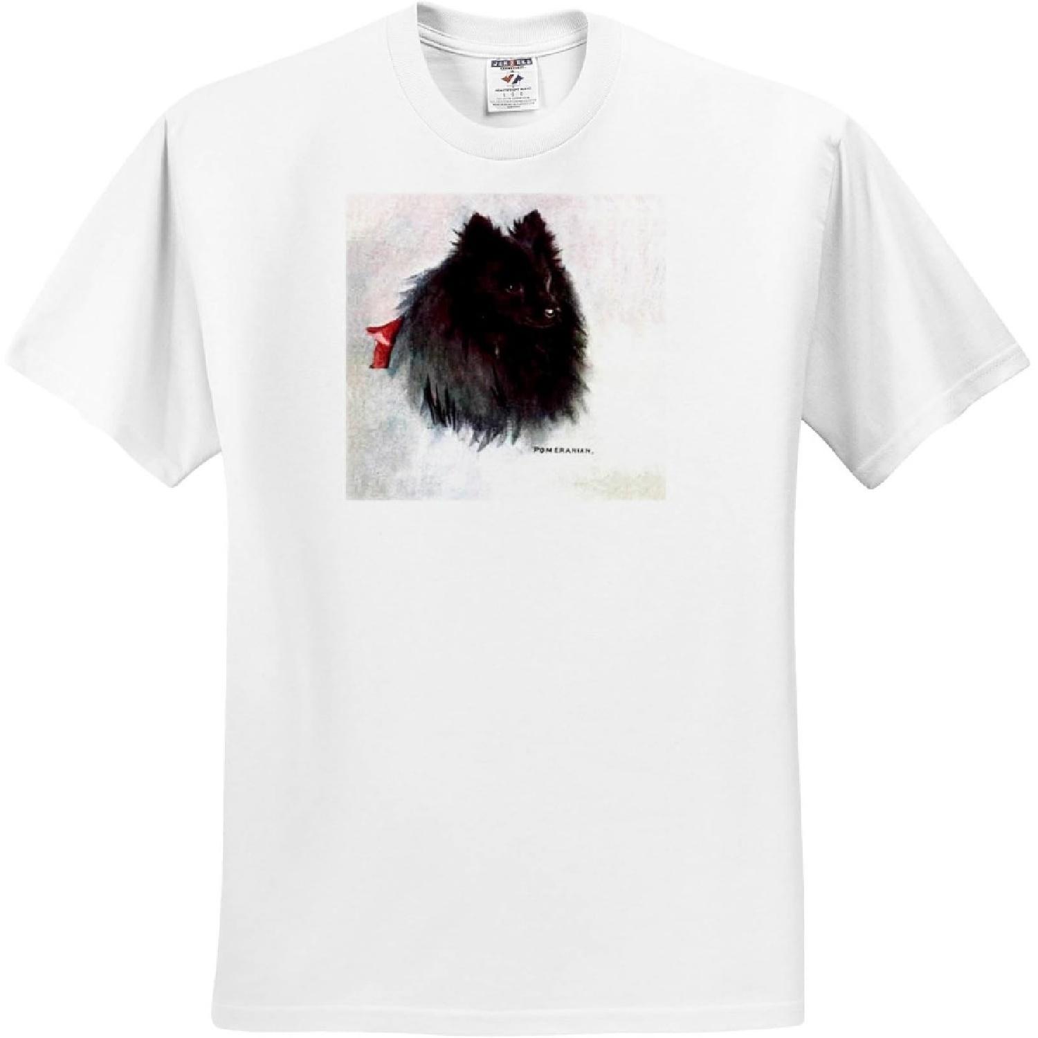 3dRose, Black Pomeranian, T-Shirt XXXXXL белый