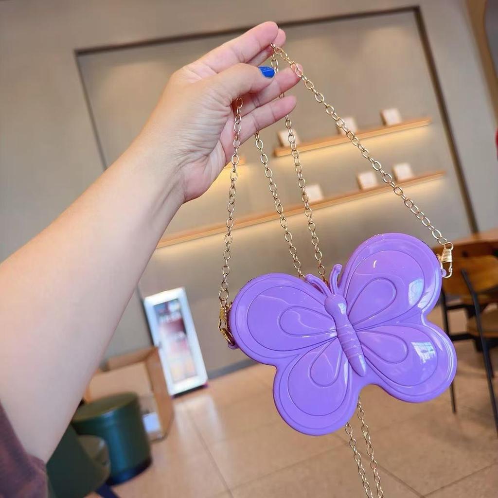 2025 Summer Cute Butterfly Jelly Crossbody Bag: Colorful Mini Chain Shoulder Bag for Girls
