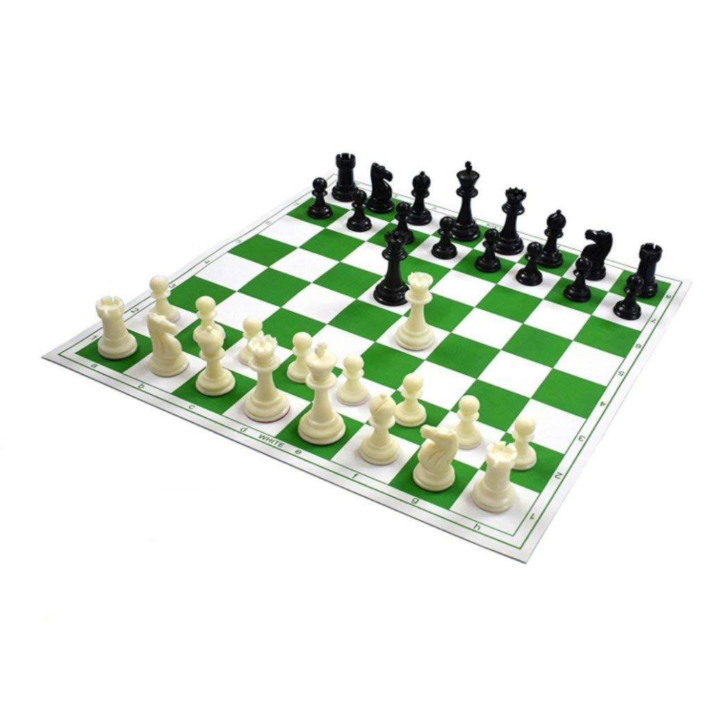 Свернутый виниловый набор турнирных шахмат с двумя дополнительными ферзями и сумкой — фото 2