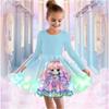 Vestito Casual da Bambina con Stampa 3D, Girocollo, Manica Lunga, Vestito da Principessa per Bambini