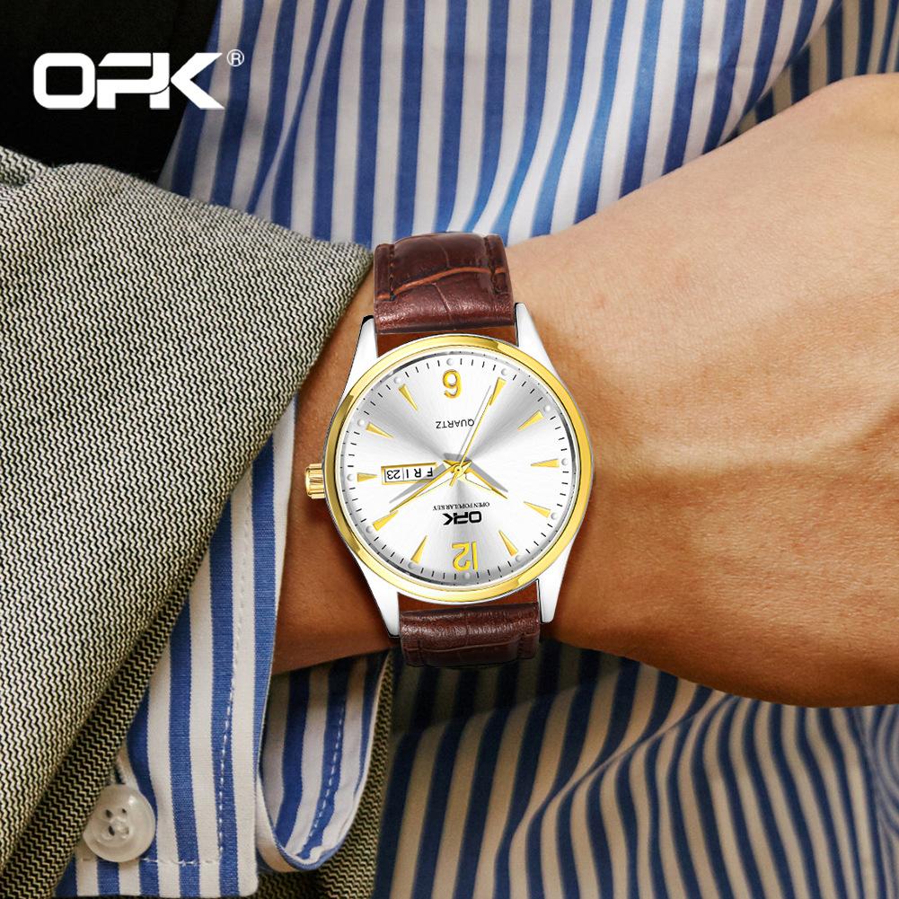 OPK Markenuhr 8138 Einfache Business Dual Kalender Quarzuhr Herrenuhr