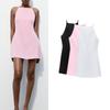 Spring New Women Clothes Elegant Commuter Style Sweet Slim Fit Double-sided Cloth Hanging Collar Dress 3253362