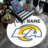 Custom Name,Los Angeles Rams pattern round rug,Carpet Rug for Living Room Bedroom Playroom ,Non-slip Floor Mat,Holiday Gifts and Birthday Gifts.