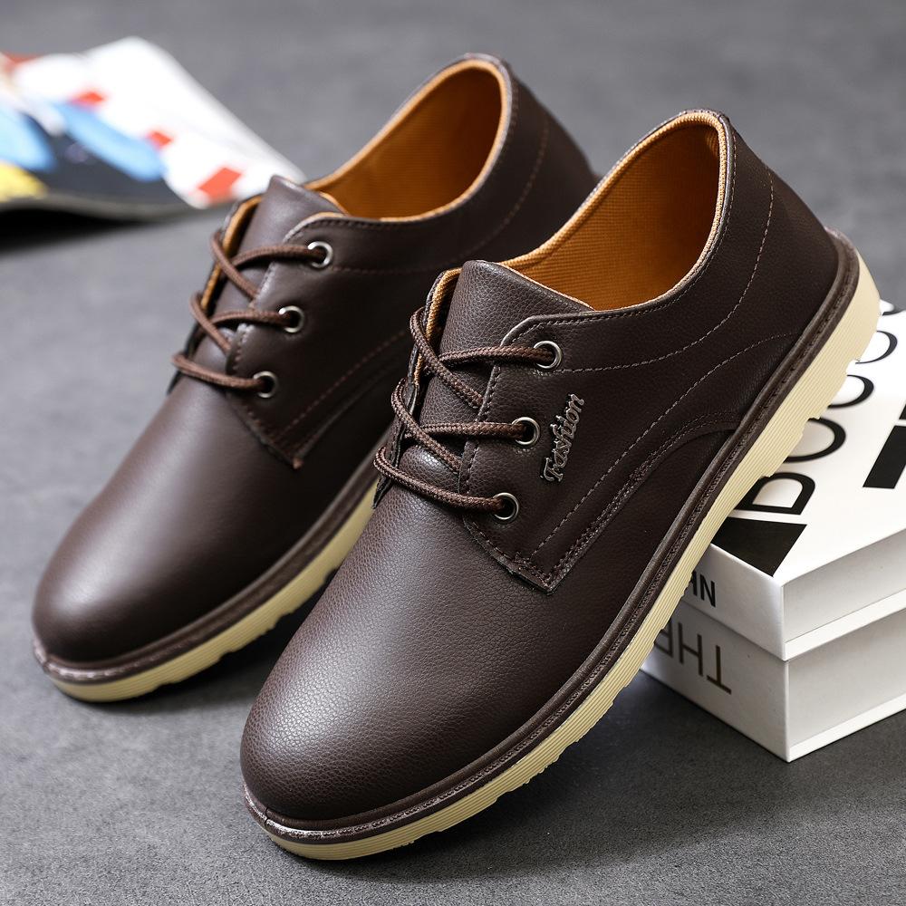 Summer Men'S Casual Leather Shoes Korean Version Trendy Men'S Shoes Waterproof And Breathable Men'S Shoes Medium Men'S Shoes Low-Top Shoes