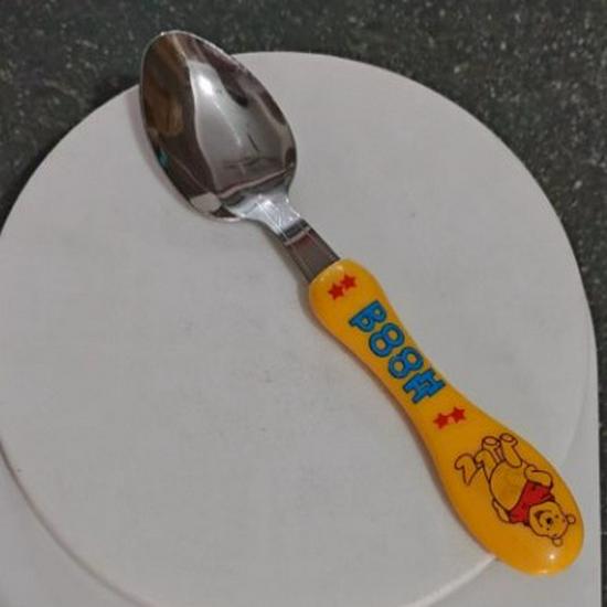 Cartoon Stainless Steel Thickened Oval Rice Spoon for Baby Training - Korean Style Portable Tableware Cartoon spoon