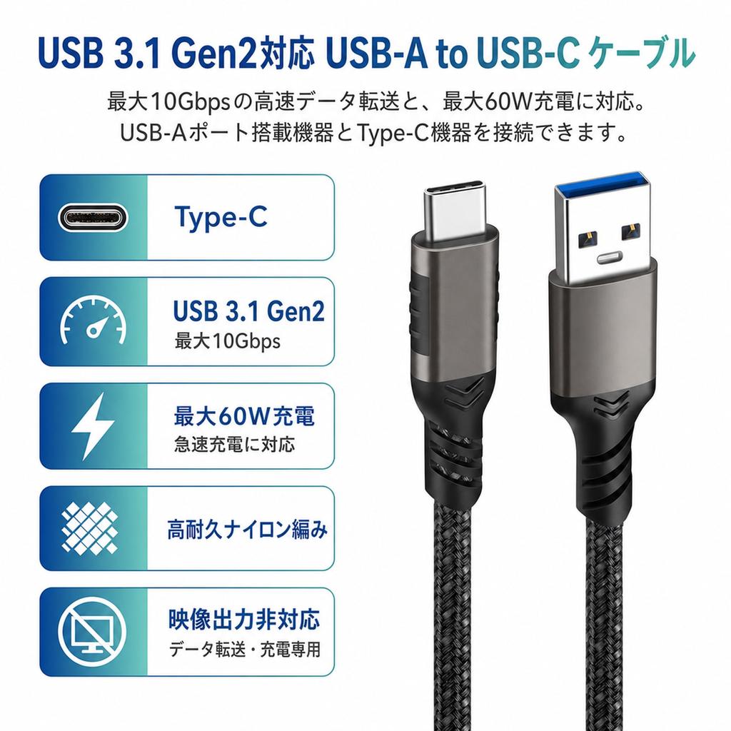 USB Type C Cable 1m POTRRCIUSUER to 10Gbps Data Transfer 60W Fast Charging Auto Compatible with Game External Durable Nylon Output Not Gunmetal USB-A