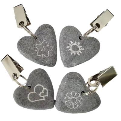 8pcs Heart Tablecloth Weights Marble Stone Heavy Pendants Tablecloth Hangers with Clips for Outdoor Party Picnic Table