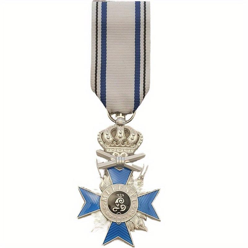 

1PC Copy Prussian Bavarian Crown Cross Medal Metal Enamel Badge Commemorative Badge срібний