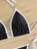 Color Block Tie Thong Sexy Two Piece Bikini Set Elegant Comfortable Swimwear