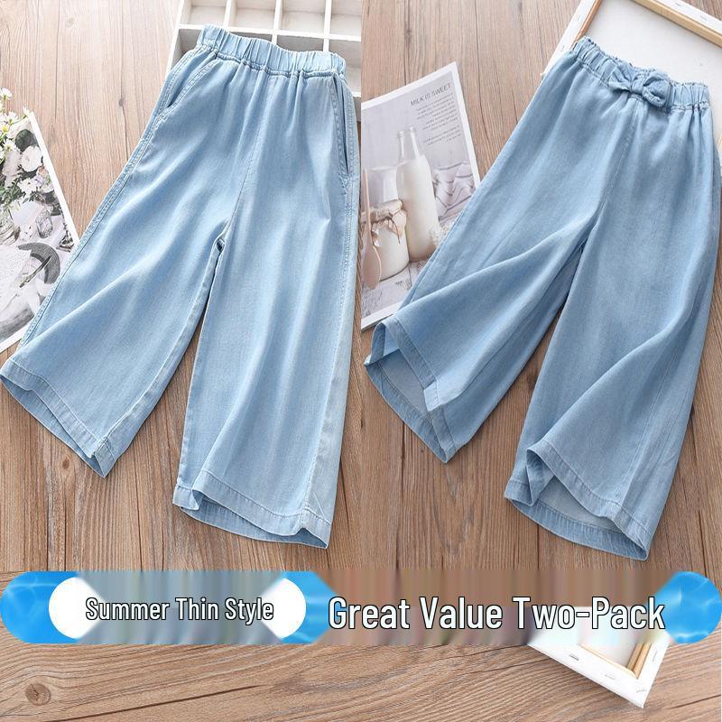 Sommer-Jeans mit weitem Bein für Mädchen - Trendig und vielseitig für mittlere und große Kinder