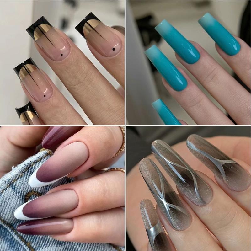 Clear Nail Extensions for Women Professional Long Transparent Acrylic Tips with Measuring Scale Full Cover False Nail