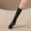 Fashion Women's Fashion Thick Heel Cotton Boots Winter New Sleeve Back Zipper Thick Sole Anti-slip Wear-resistant High Boots