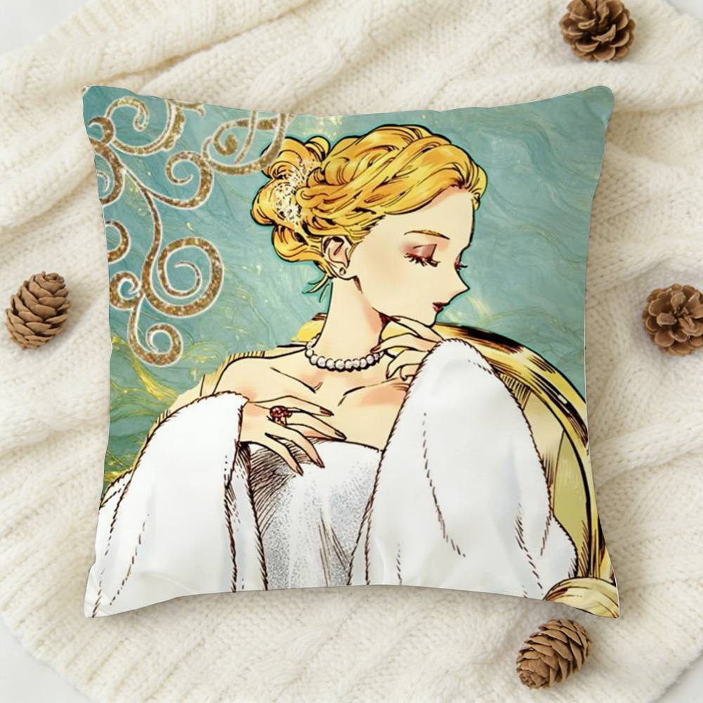 Emma X Aleksander Veil Manga Double-Sided Printed Square Decorative Cushion Cover For Sofa Living Room Home Decor