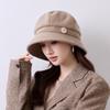 Spot fashion versatile autumn and winter retro corduroy bucket hat thickened warm face small button basin hat