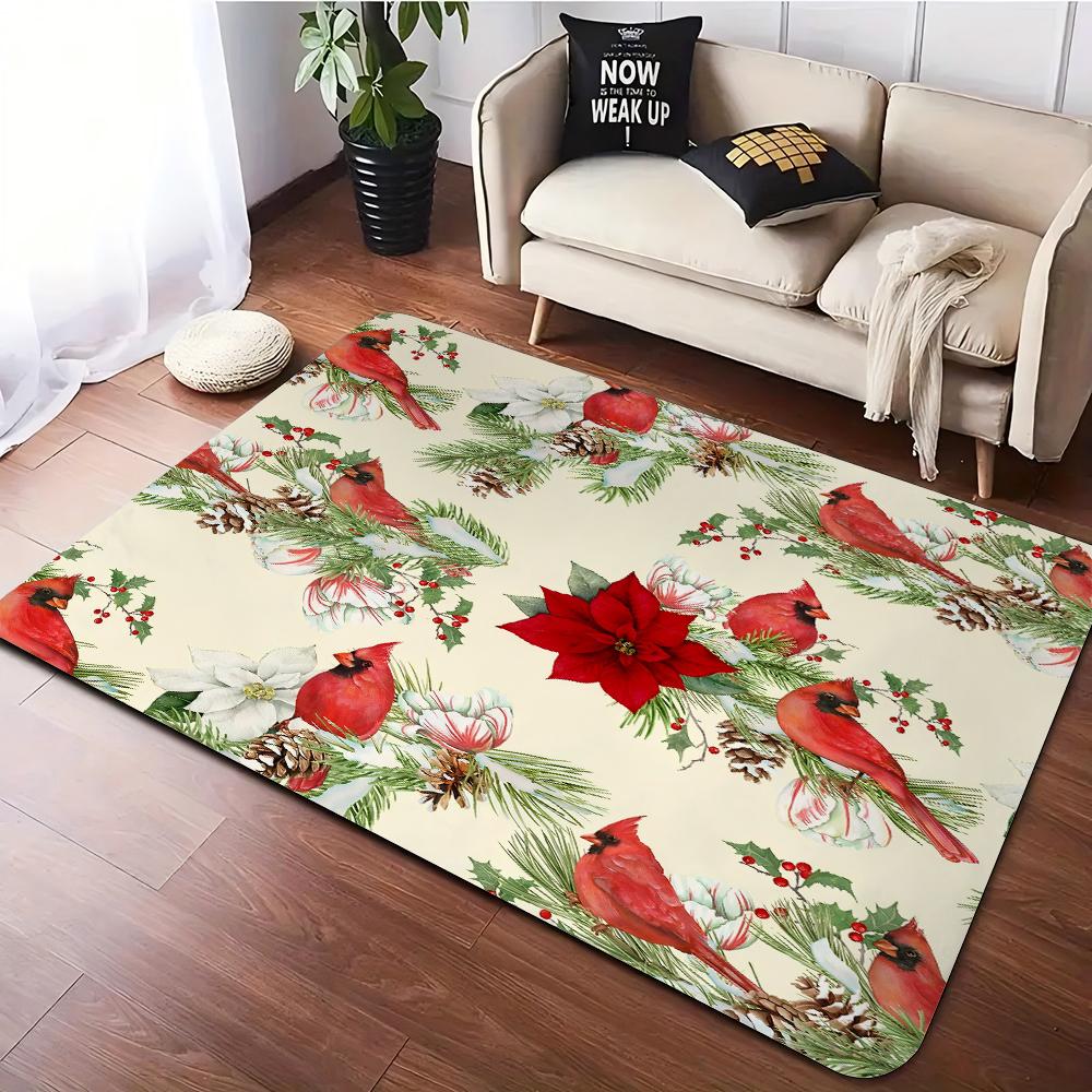 Merry Christmas Non-Slip Area Rug Anti Slip Kitchen Carpet for Kitchen Living Room Bedroom Mat Washable Area Flannel Rugs