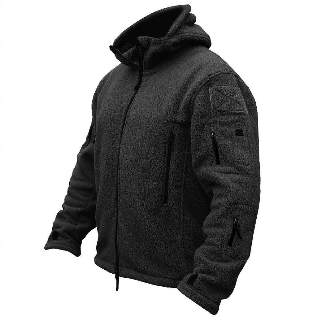 Autumn Winter Jacket Men's Fleece Jacket Winter Warm Full Zip Hoodies Multi-Pockets Hiking Hunting Outdoor Coats
