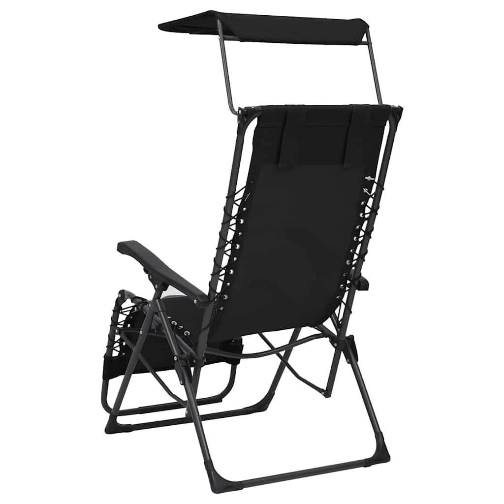 Folding Sun Lounger Textilene Black
