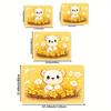 1pc, Cute Cartoon Bear with Flowers, 8mm Thick, Machine Washable, Rectangular Polyester Door Mat, PVC Backing, for Entryway, Lau
