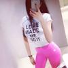 Midriff Outfit European and American Style Letter Internet Celebrity Same Style Women's Short Sleeve