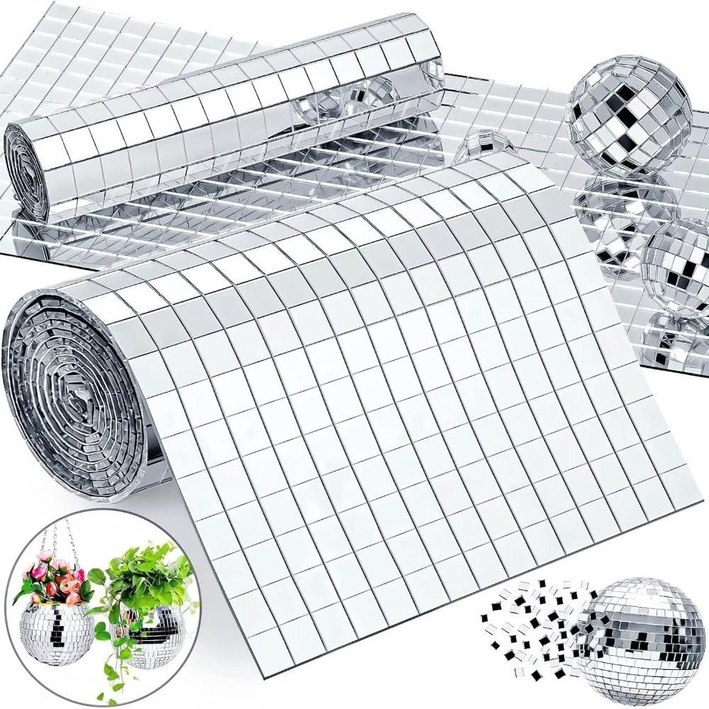 Silver Color Mosaic Mirror Tiles Reflective Surface DIY Mirror Mosaic Sheets Disco Ball Decoration