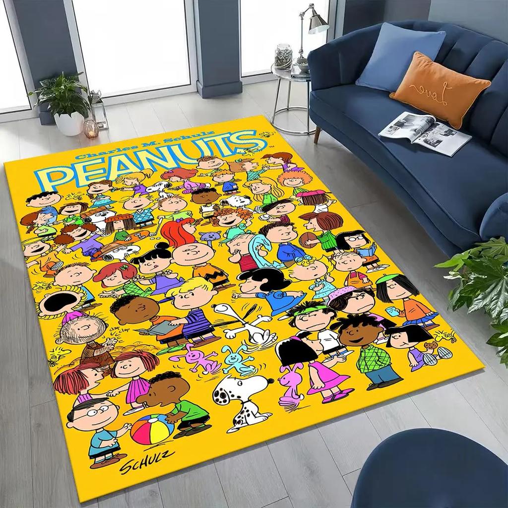 3D Cute Snoopy Dog Peanuts Art Cartoon Art Rug for Bedroom Living Room Sofa Home Doormat Decor, Large Kids Non-slip Floor Mat