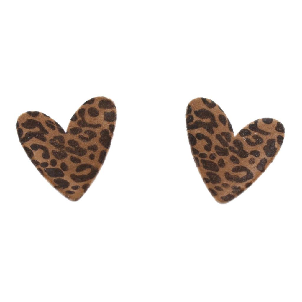 Elegant Retro Leopard Print Stud Earrings - Versatile & Stylish Flocked Cloth Design