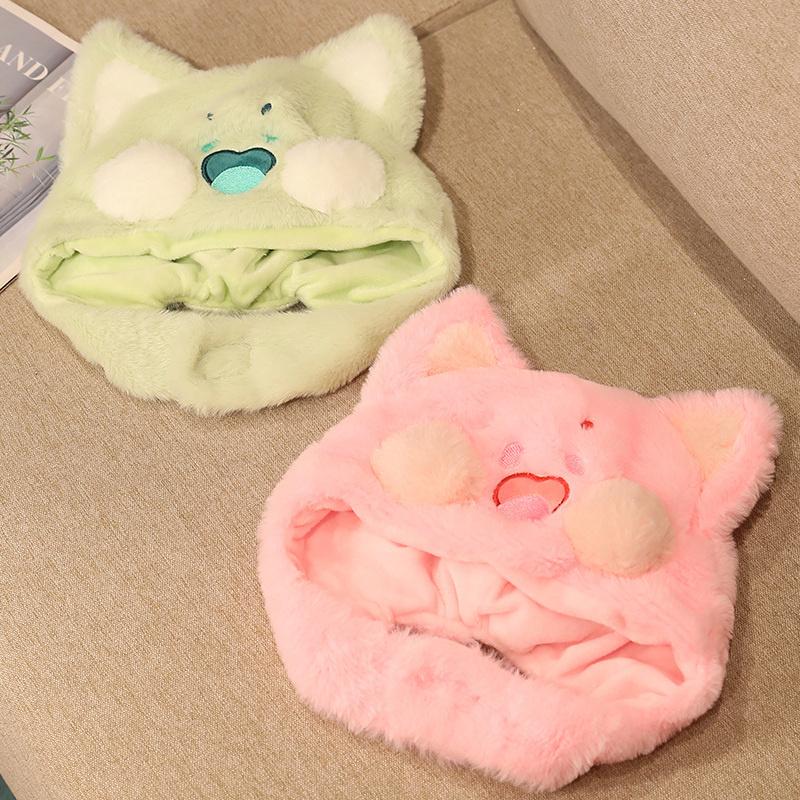 Winter Weiche Warme Mütze Doodle Katze Hase Plüsch Stofftier Mütze Niedlich Baby Junge Mädchen Freundin Warmer Begleiter Geschenk